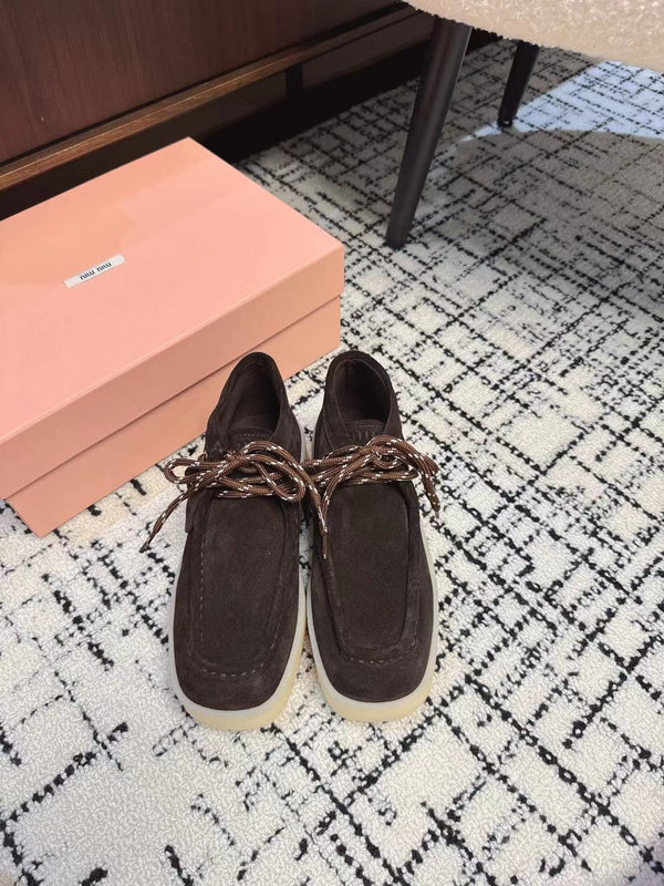 Miu Ankle Boots Chocolate Brown Cow Suede