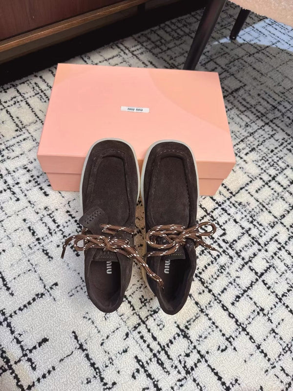 Miu Ankle Boots Chocolate Brown Cow Suede