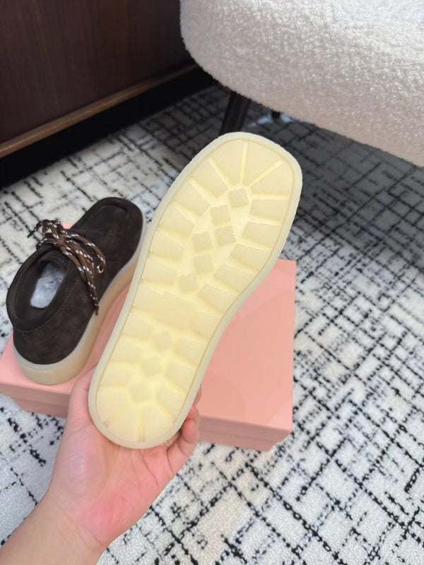 Miu Ankle Boots Chocolate Brown Cow Suede