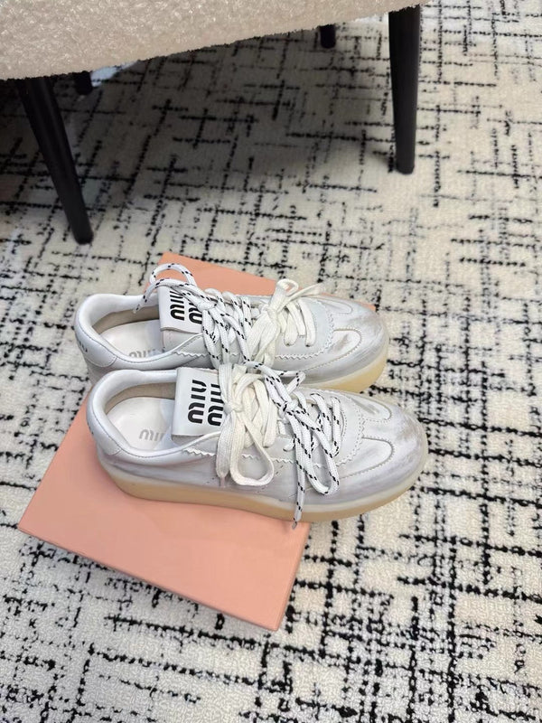 Miu Sneakers Balance Smoky White Calfskin