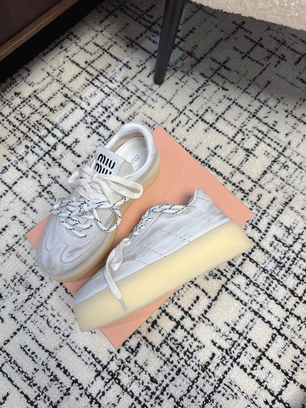 Miu Sneakers Balance Smoky White Calfskin