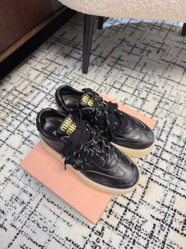 Miu Balance Sneakers Black Leather