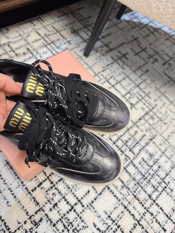 Miu Balance Sneakers Black Leather
