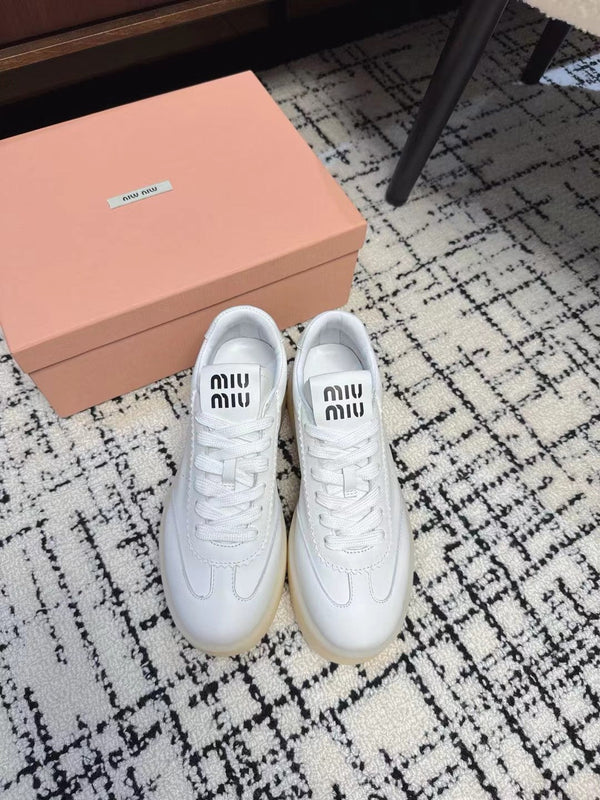 Miu Balance Sneakers White Calfskin
