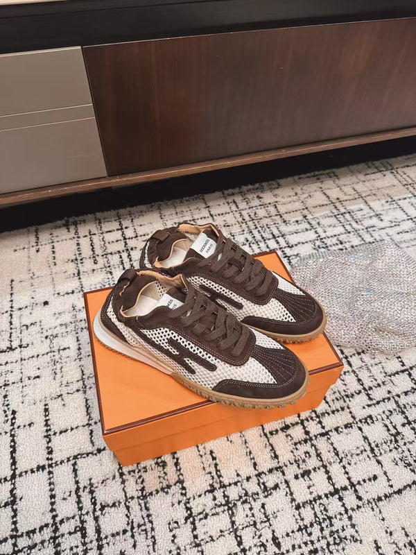 Sneaker HM 25 Jet in pelle di vacchetta marrone a rete 318022