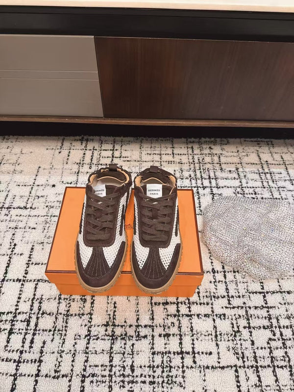 Sneaker HM 25 Jet in pelle di vacchetta marrone a rete 318022