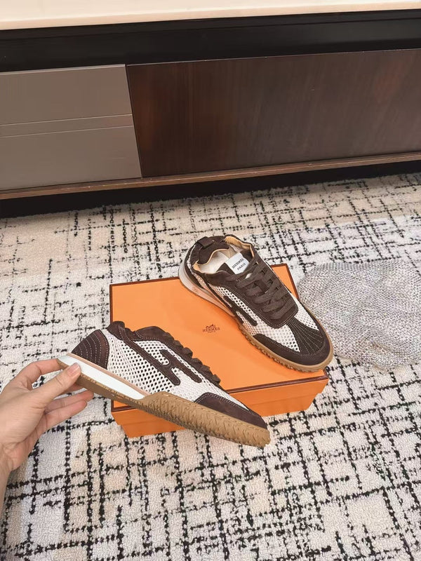 Sneaker HM 25 Jet in pelle di vacchetta marrone a rete 318022