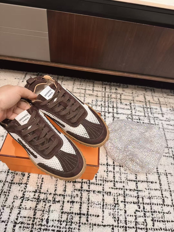 Sneaker HM 25 Jet in pelle di vacchetta marrone a rete 318022