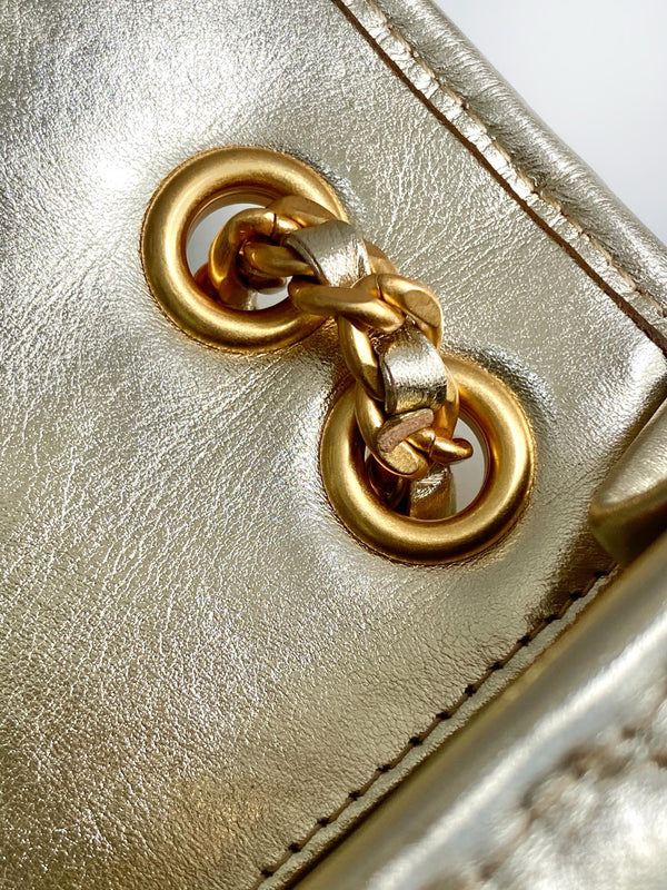 CC 25C Flap Bag 19cm Gold Metalic Quilted Lambskin