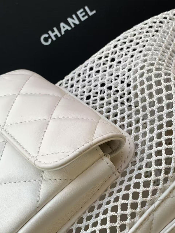cc 25S Backpack 31cm White Mesh Calfskin