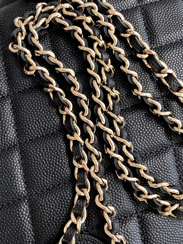 CC 25A Clutch With Chain 18cm Black Grained Calfskin