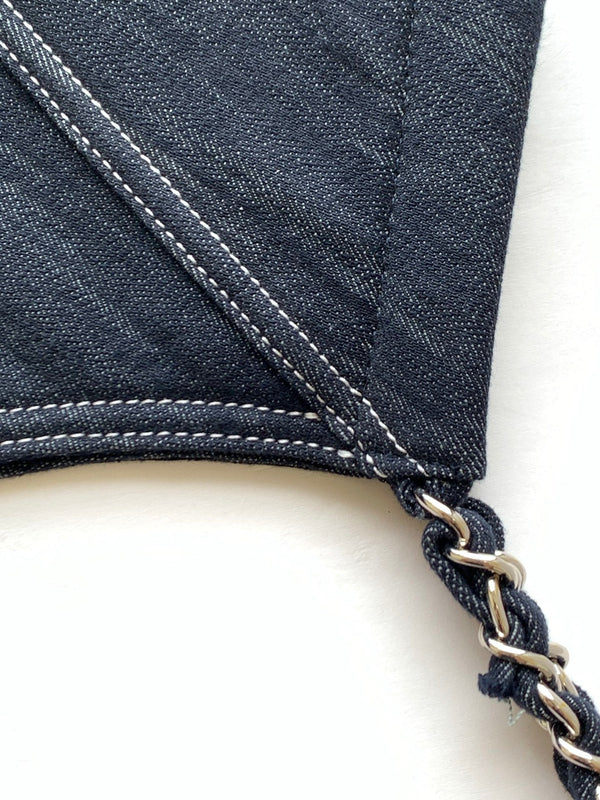 Chanel 25 Tote Bag Navy Blue 48cm Denim Leather 289494