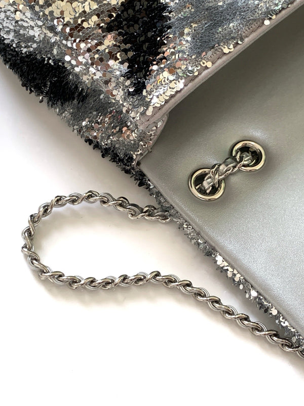 CC 2025 Flap Bag Black Silver Sequin 298201
