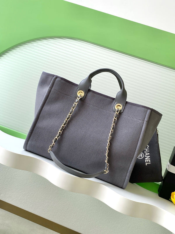 CC 2025 Deauville Tote Bag Gray Canvas