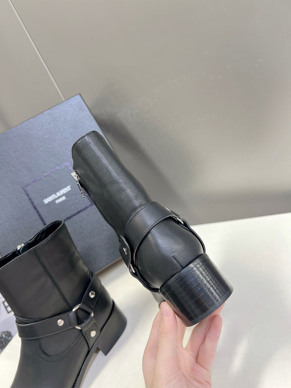 SL HARNESS BOOTS BLACK CALFSKIN