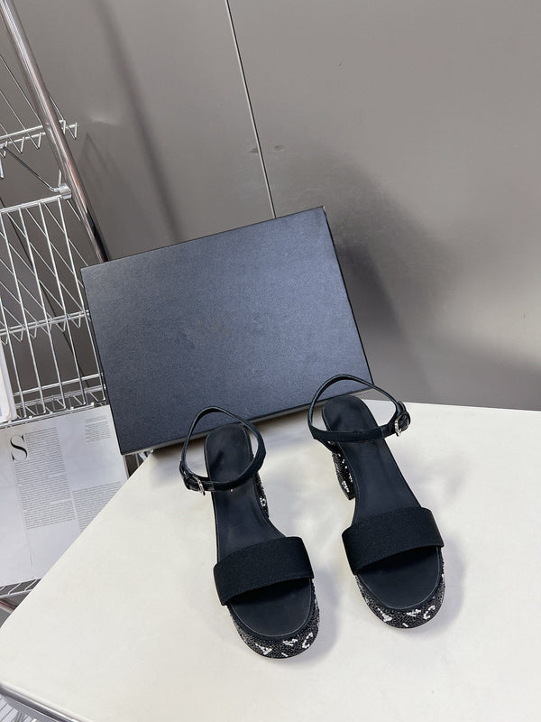 sandalo slingback 75 vitello nero cristallo