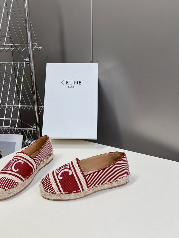 CELINE Espadrillas Loafers Red Line Canvas 285936