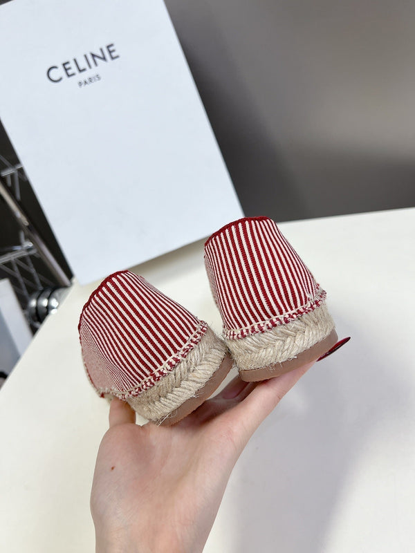 CELINE Espadrillas Loafers Red Line Canvas 285936