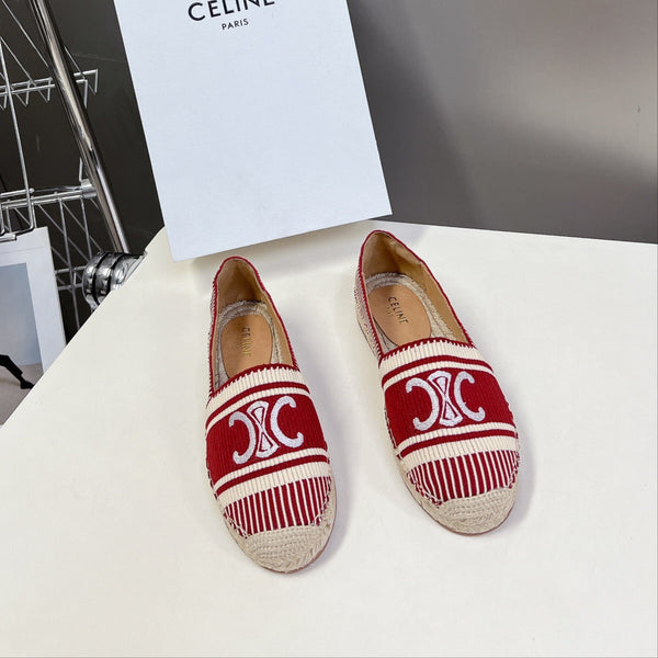 CELINE Espadrillas Loafers Red Line Canvas 285936