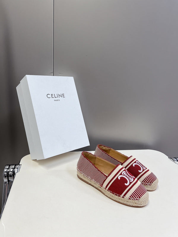 CELINE Espadrillas Loafers Red Line Canvas 285936