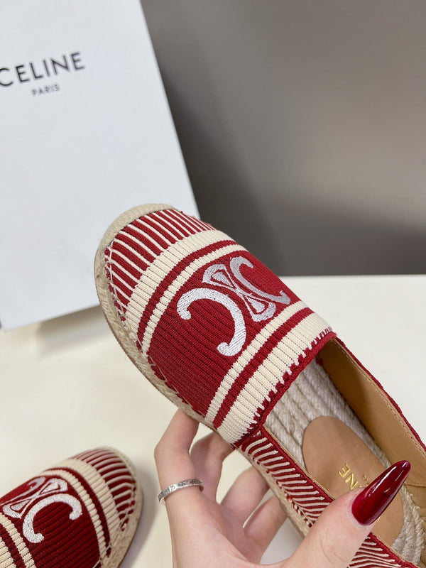 CELINE Espadrillas Loafers Red Line Canvas 285936