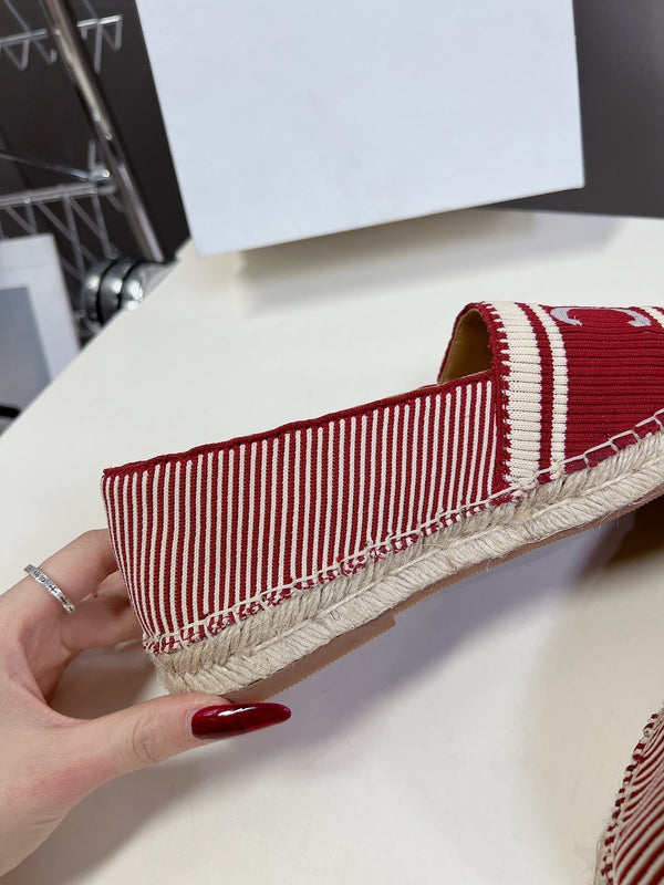 CELINE Espadrillas Loafers Red Line Canvas 285936