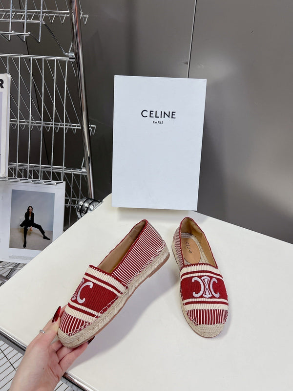 CELINE Espadrillas Loafers Red Line Canvas 285936