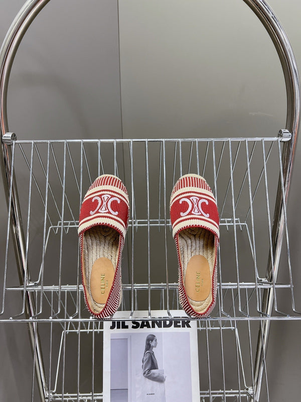 CELINE Espadrillas Loafers Red Line Canvas 285936