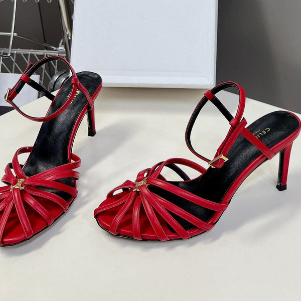 RIOMPHE SANDAL IN LAMBSKIN CHERRY RED