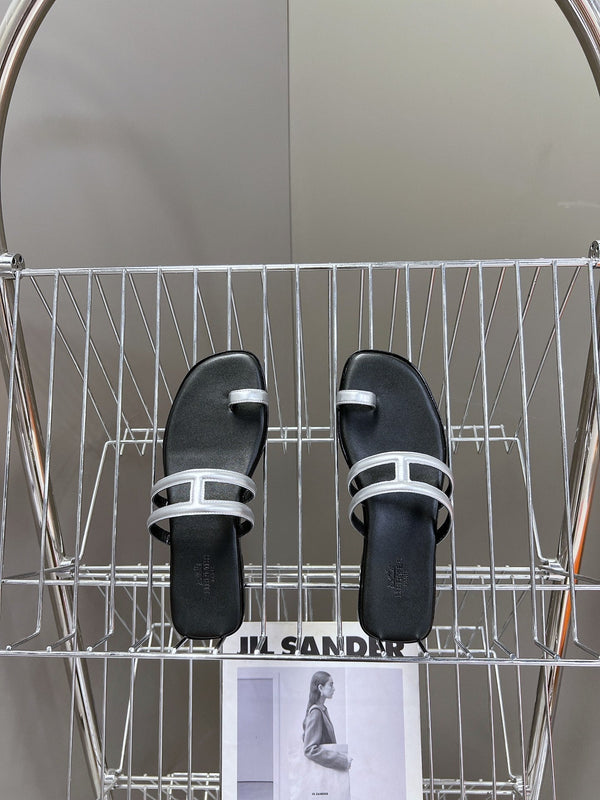 Sandali Georgia in pelle di vitello nera e argento