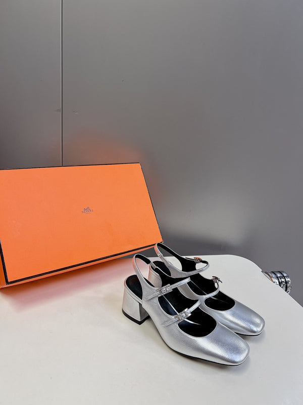 SCARPA JACKIE 50 IN PELLE D'AGNELLO ARGENTO