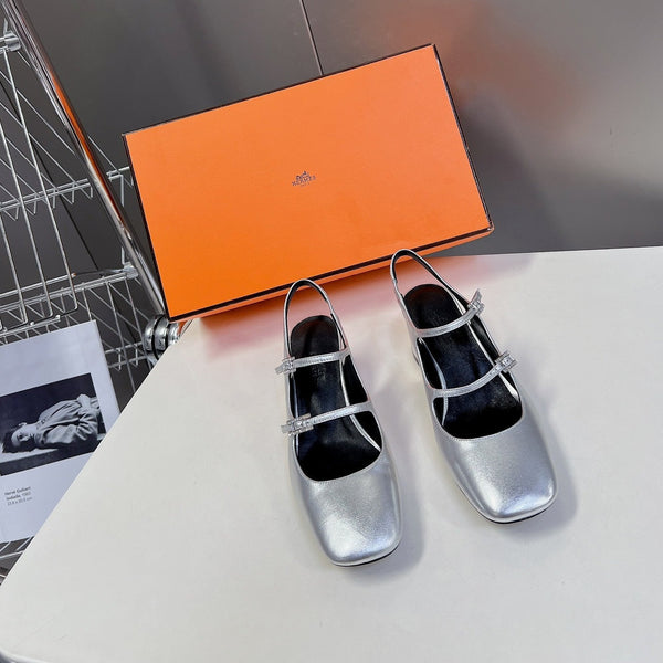 SCARPA JACKIE 50 IN PELLE D'AGNELLO ARGENTO