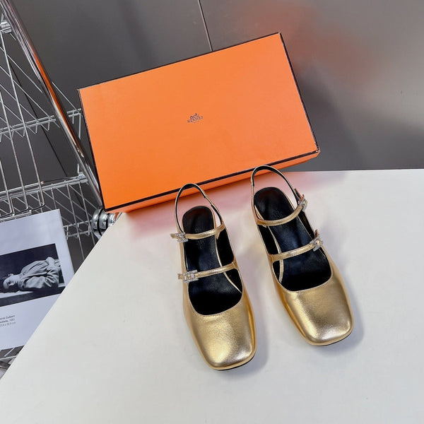 SCARPA JACKIE 50 IN PELLE DI AGNELLO ORO METALLIZZATO