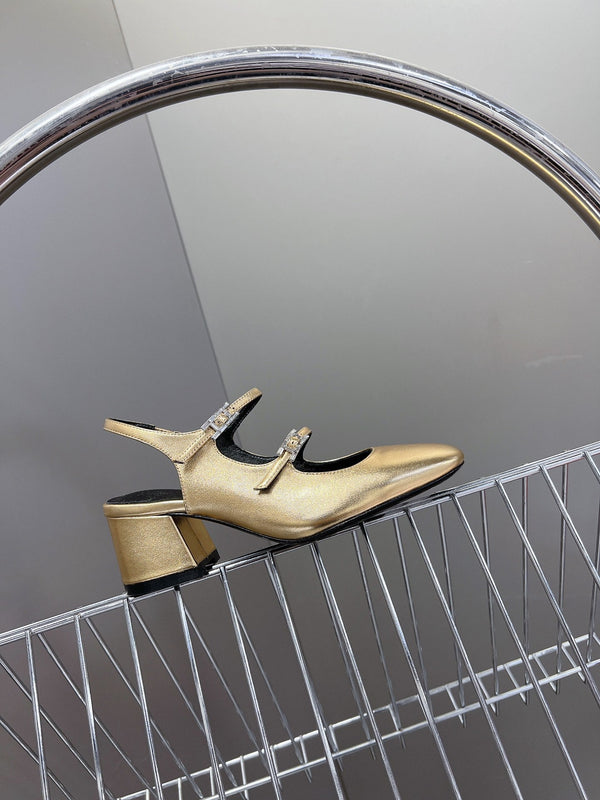 SCARPA JACKIE 50 IN PELLE DI AGNELLO ORO METALLIZZATO