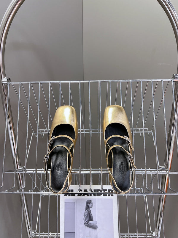 SCARPA JACKIE 50 IN PELLE DI AGNELLO ORO METALLIZZATO