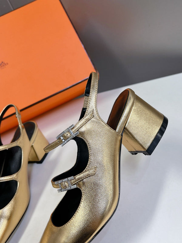 SCARPA JACKIE 50 IN PELLE DI AGNELLO ORO METALLIZZATO