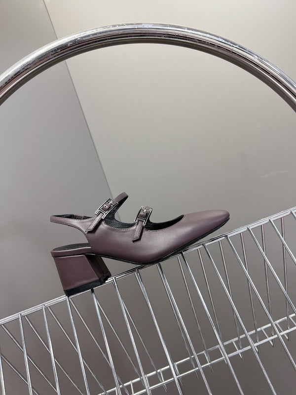 SCARPA JACKIE 50 IN PELLE DI AGNELLO MALVA