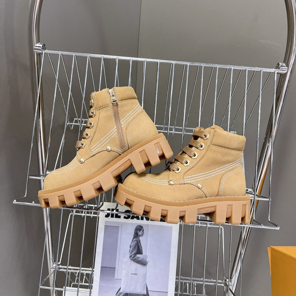 Stivaletti LV Checker in pelle scamosciata marrone