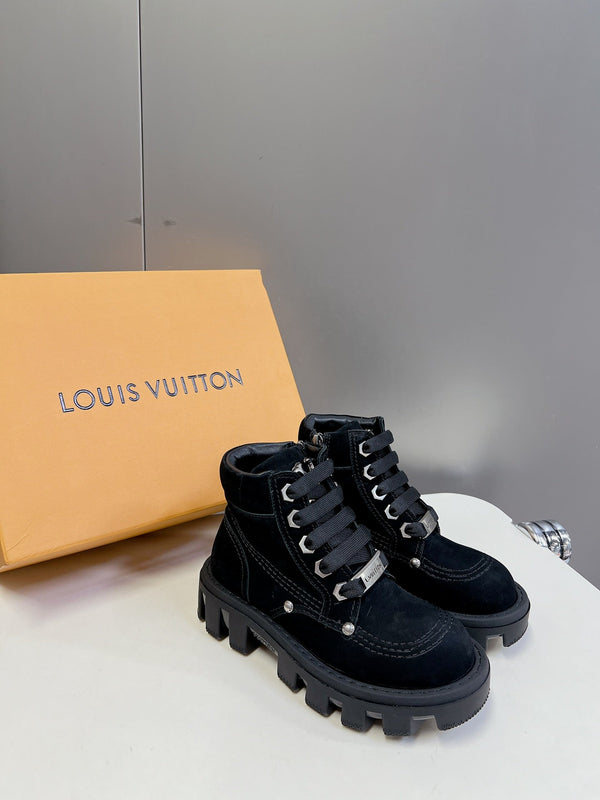 Stivaletti LV Checker in pelle scamosciata nera