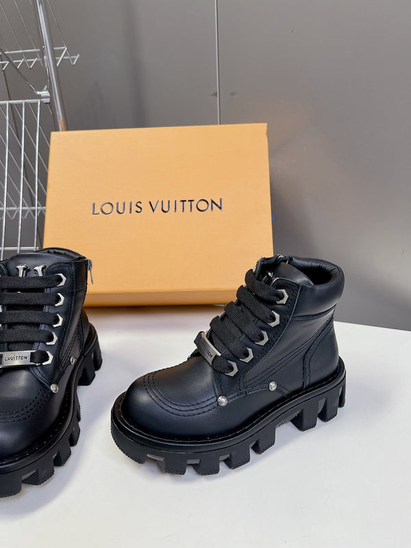 LV Checker Ankle Boots Black Lambskin