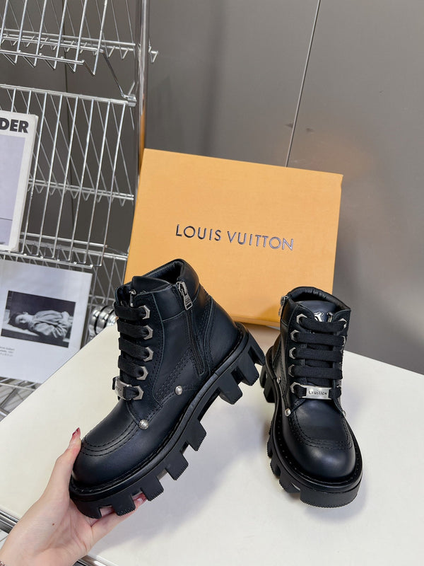 LV Checker Ankle Boots Black Lambskin