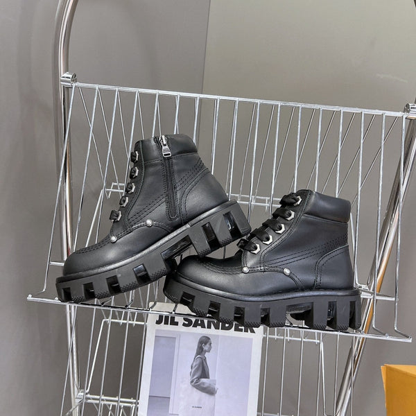 Stivaletti LV Checker in pelle di agnello nera