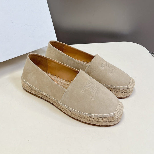 LOAFER IN OAT TAN SUEDE AND WOVEN RAFFIA