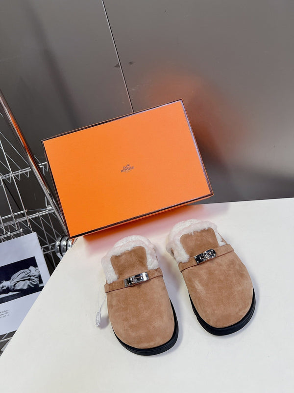 OZ Mule Brown Suede White Shearling