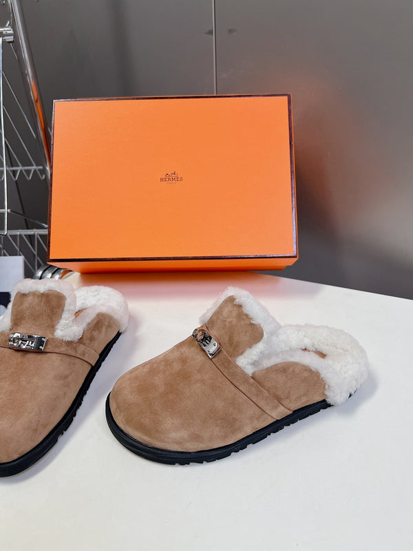 OZ Mule Brown Suede White Shearling