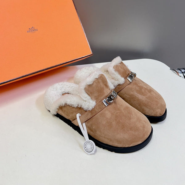 OZ Mule Brown Suede White Shearling
