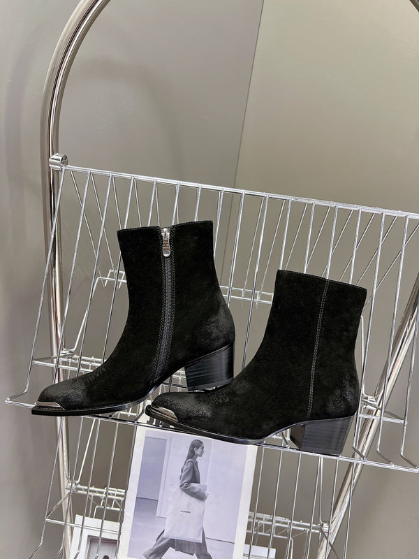 CELINE 25 Cowboy Boots Black Suede 434418