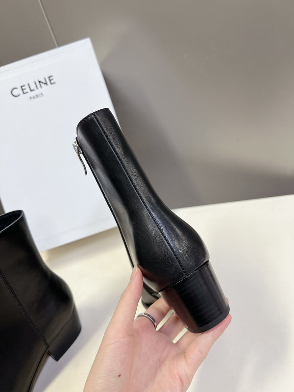 CELINE 25 Cowboy Boots Black Calfskin 434419