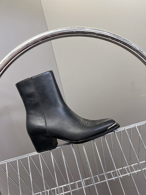 CELINE 25 Cowboy Boots Black Calfskin 434419