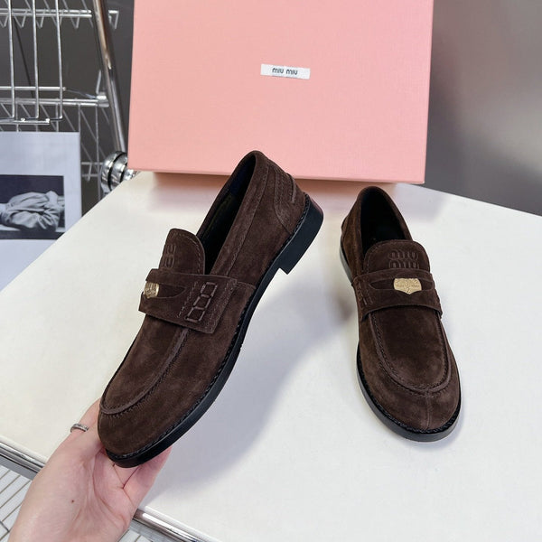 Miu Loafers Vintage Dark Brown Suede